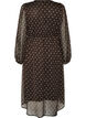 Chiffon jurk met polkadots en lange mouwen, Bruin, Packshot image number 1