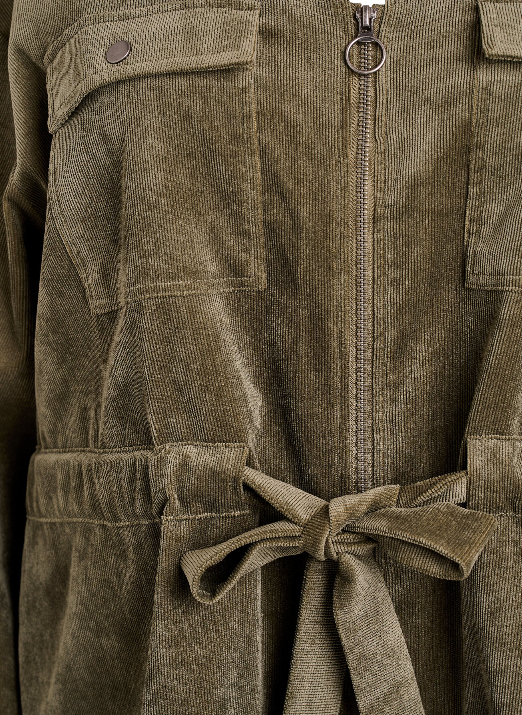 Zizzi Corduroy shacket met strikceintuur en zakken, Groen, Packshot image number 2