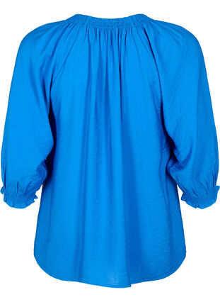 A-lijn viscose blouse met 3/4 mouw, Strong Blue, Packshot image number 1