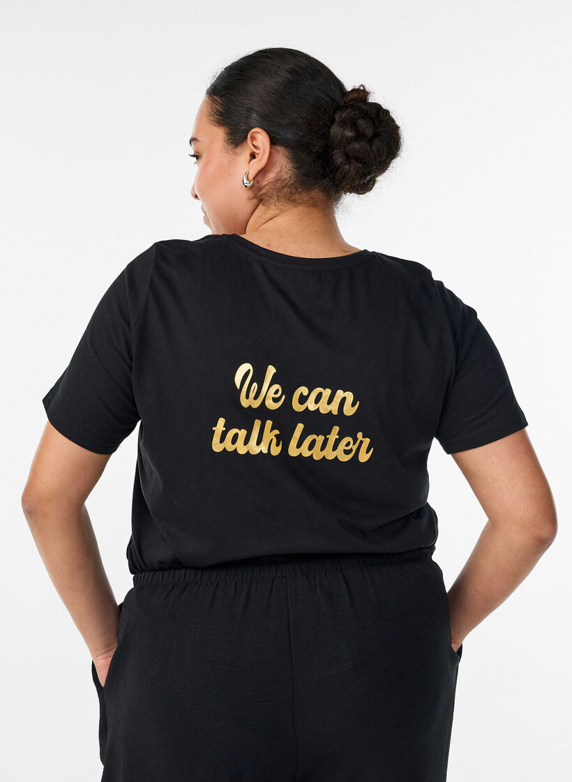 T-shirt met motief, Zwart, Model image number 2