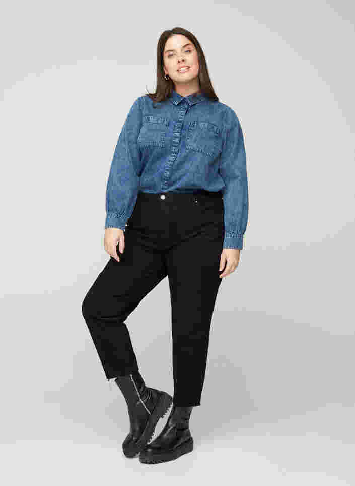 Cropped mom fit Mille jeans met losse pasvorm, Black, Model image number 3