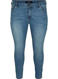Cropped Amy jeans met hoge taille en strikje, Blue denim