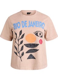 Katoenen T-shirt met print aan de voorkant, Beige