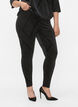  Leggings van velour met glitter en patroon, Zwart, Model image number 1