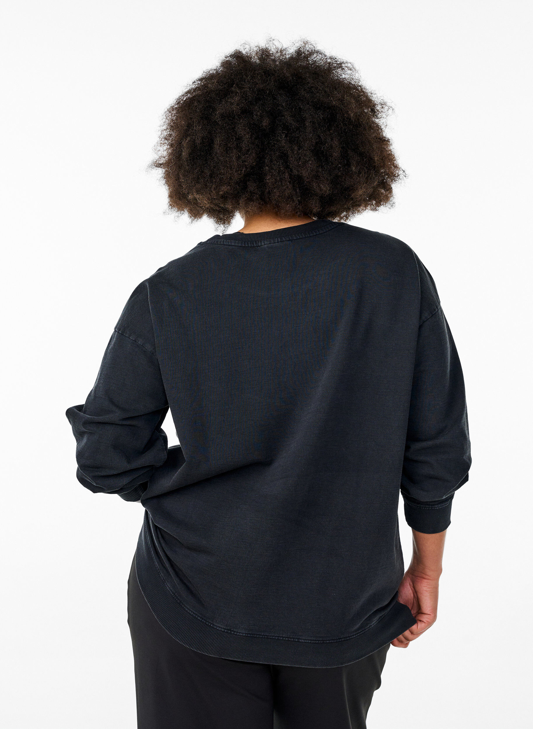 Zizzi Losvallend sweatshirt met gewassen look, Grijs, Model image number 2