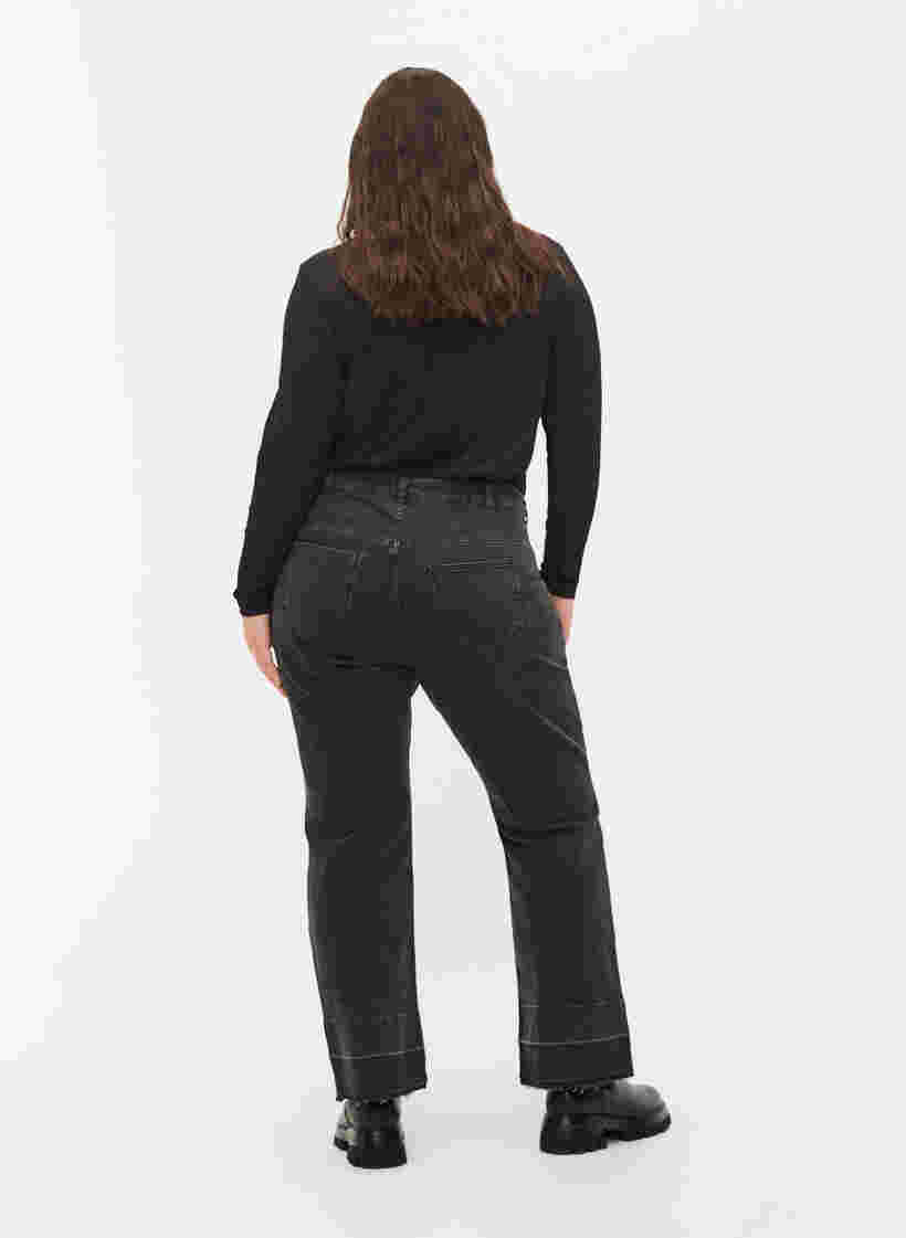 Wijd uitlopende jeans met hoge taille, Grey Denim, Model image number 1
