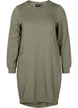 Gemêleerde sweaterjurk met zakken, Ivy Green, Packshot image number 0