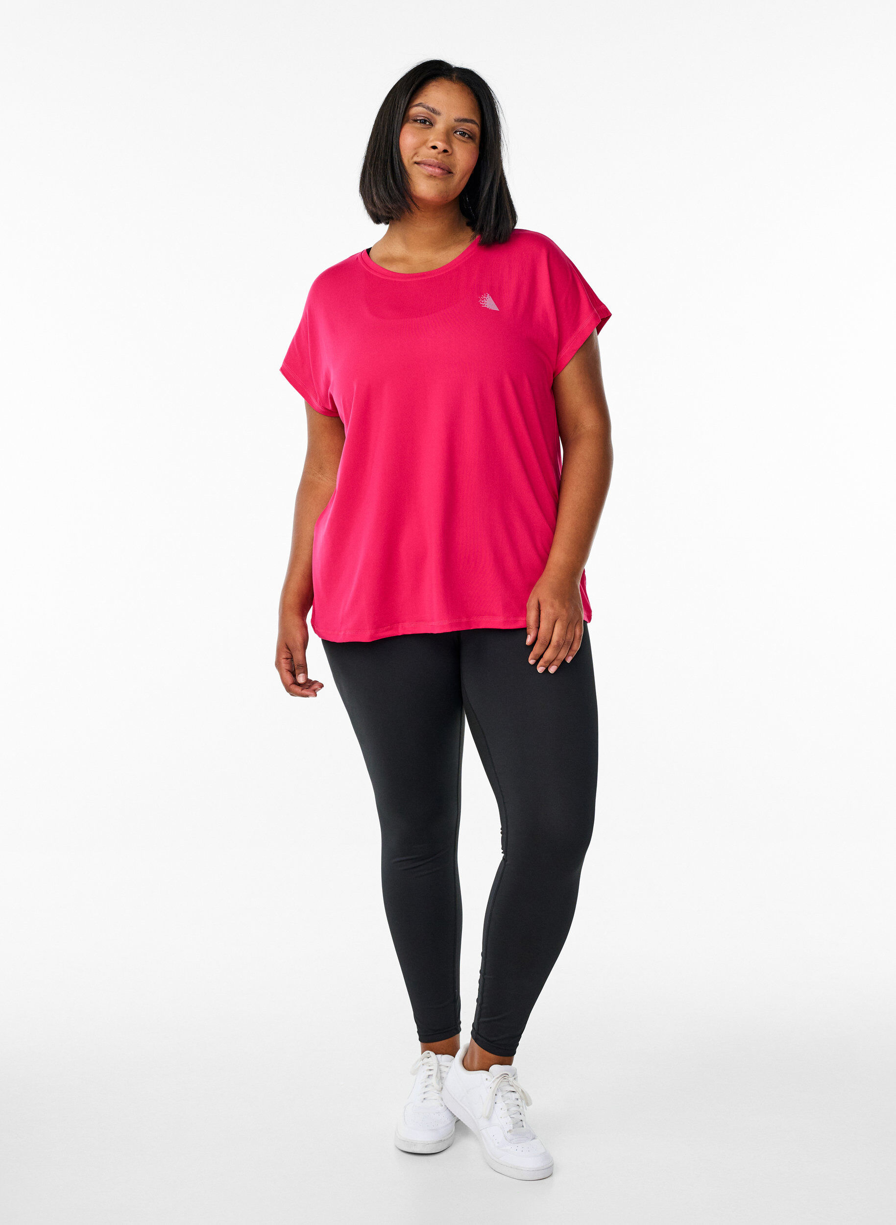 Zizzi Effen gekleurd T-shirt voor sporten, Roze, Model image number 1