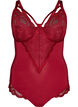 Body van kant met beugels en bandjesdetails, Rood, Packshot image number 0