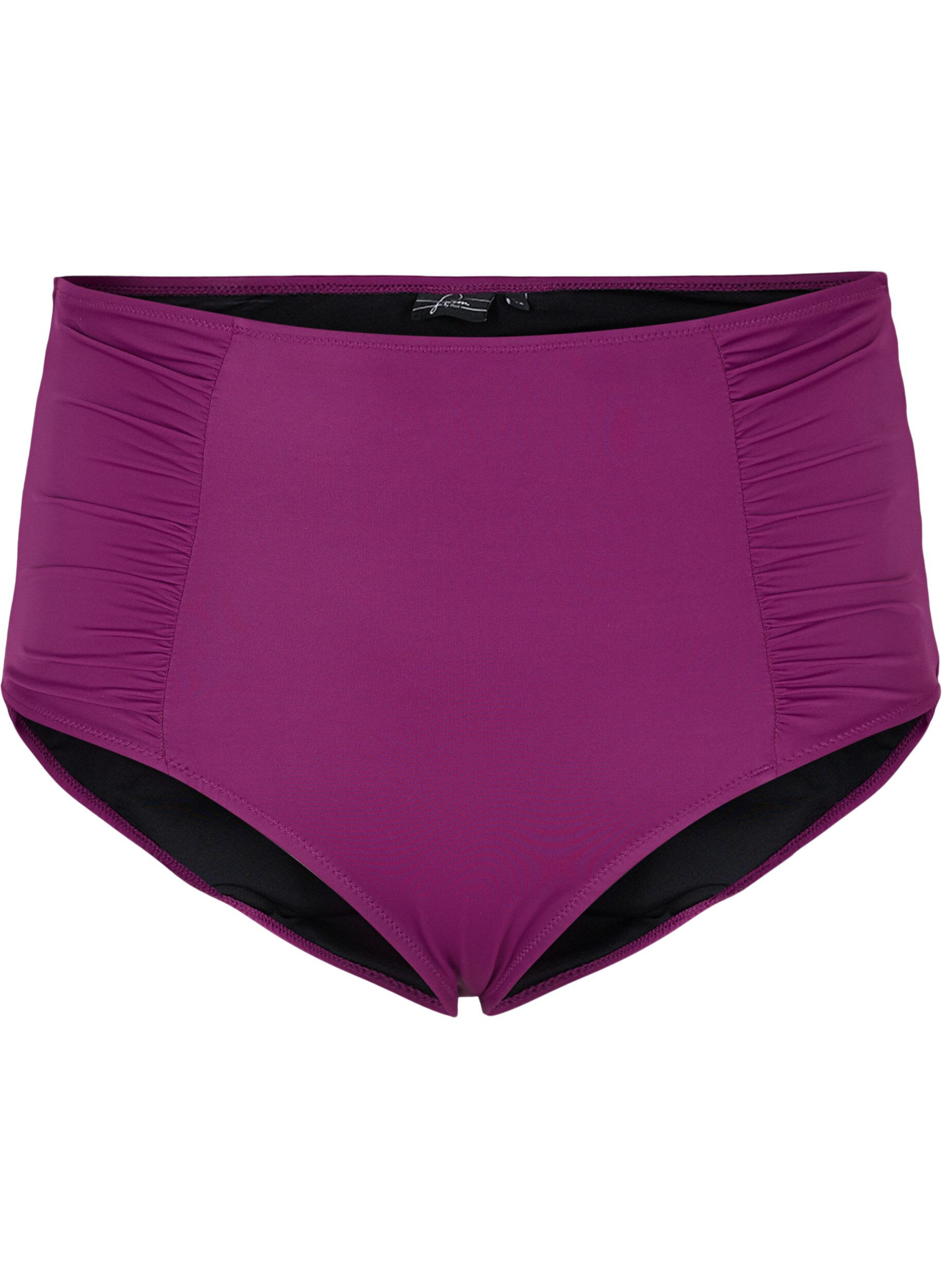 Zizzi Bikinibroekje met hoge taille en draperingen, Dark Purple, Packshot image number 0
