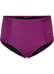 Bikinibroekje met hoge taille en draperingen, Dark Purple