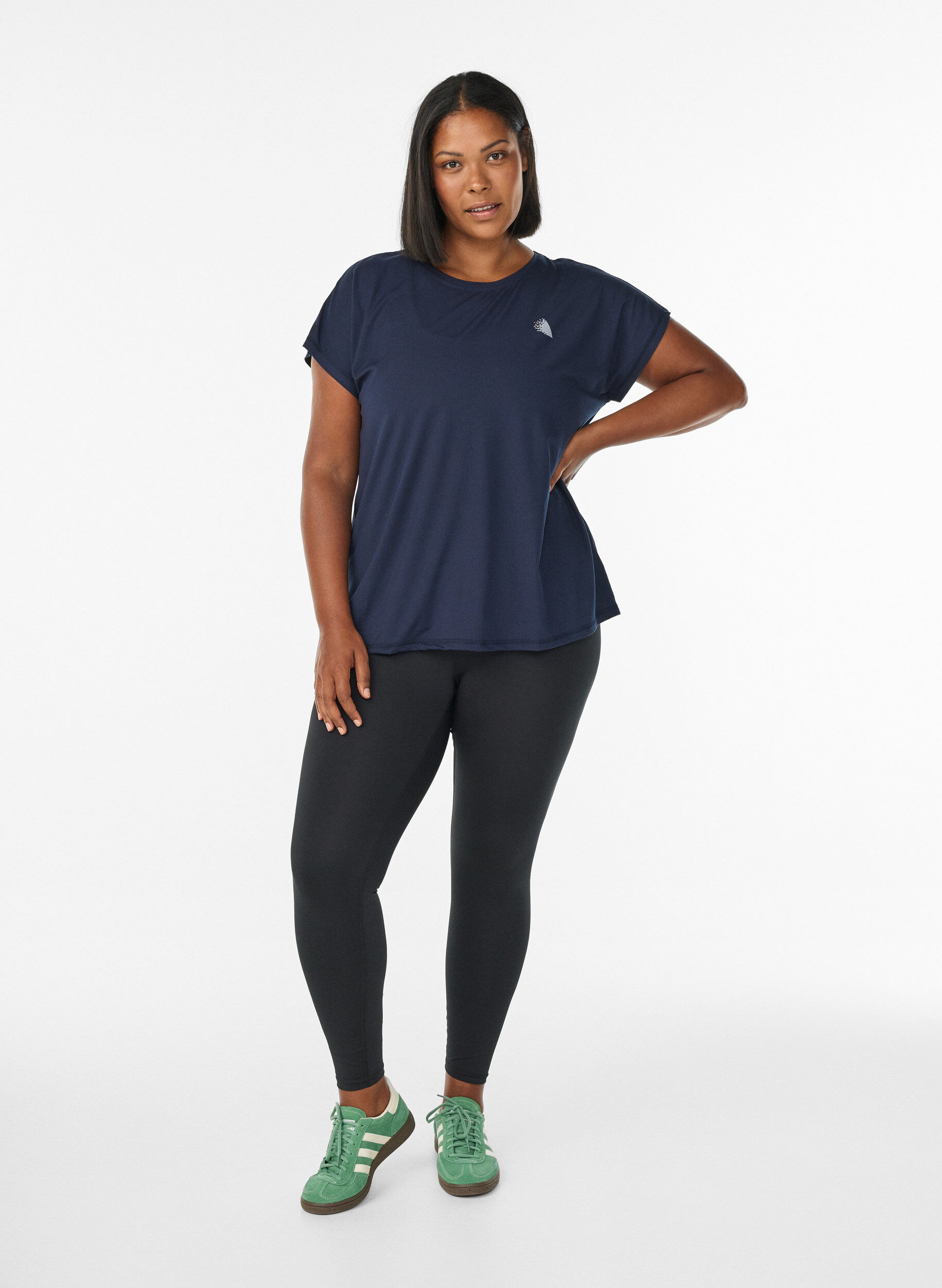 Zizzi Effen sportshirt, Blauw, Model image number 1
