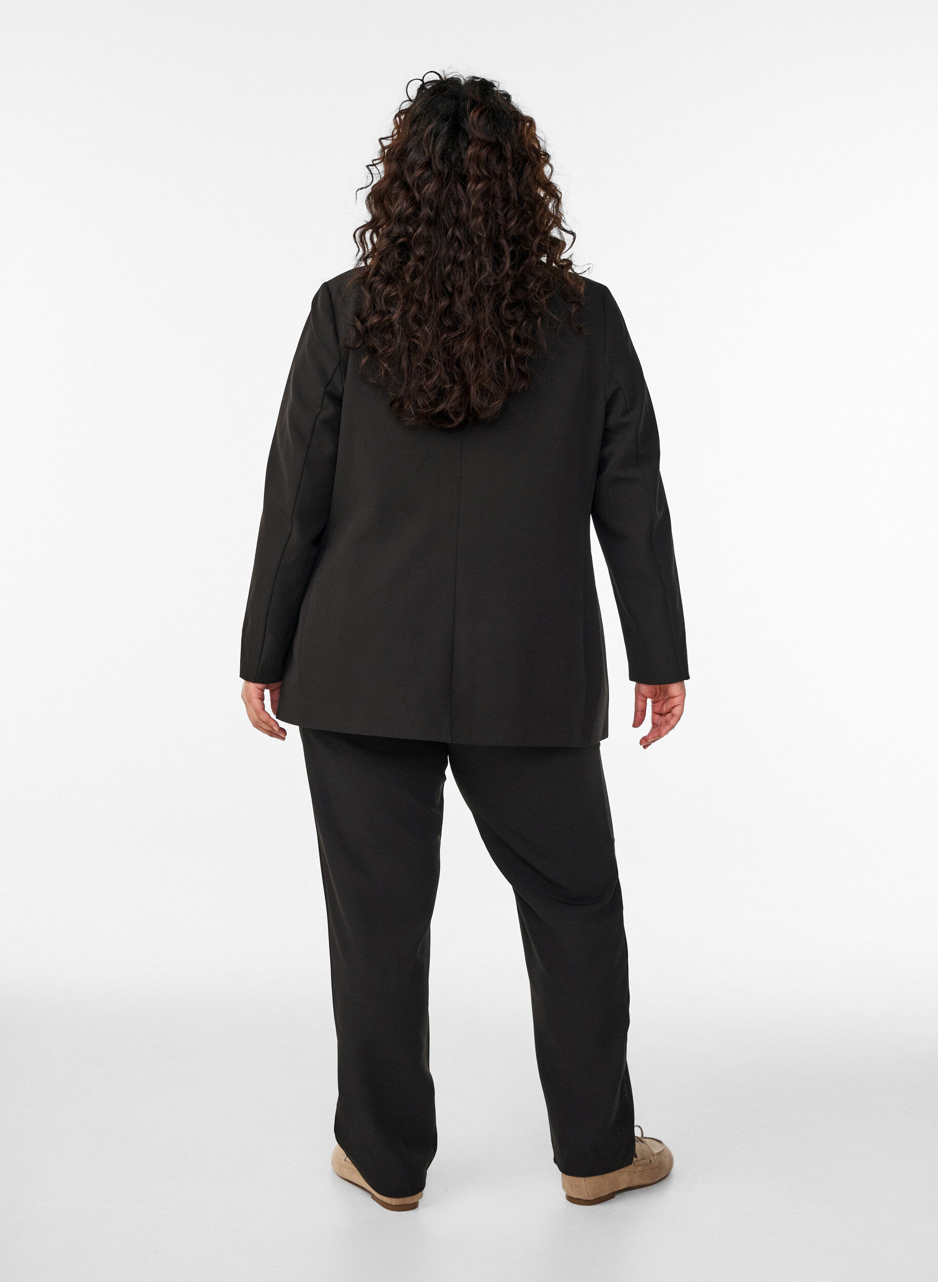 ZizziBroek met zakken en rechte pijpen, Zwart, Model image number 1