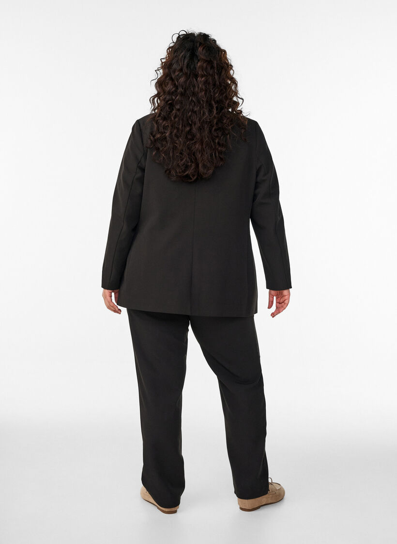 Broek met zakken en rechte pijpen, Zwart, Model image number 1