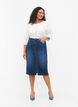 Denim midi-rok met split, Blauw, Model image number 0