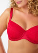 Gewatteerde beha met glanzende microvezel en kanten cups, Rood, Model image number 3