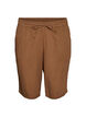Los katoenen mousseline shorts met een hoge taille, Bruin, Packshot image number 0