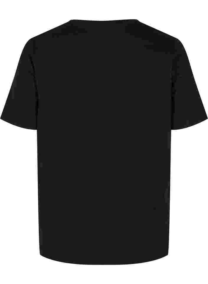 Gemêleerd T-shirt met korte mouwen, Black, Packshot image number 1