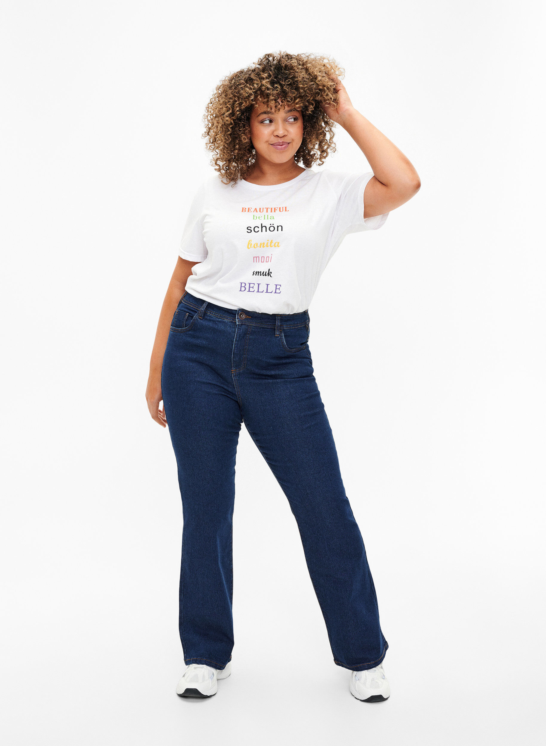 Zizzi FLASH - T-shirt met motief, Bright White, Model image number 2