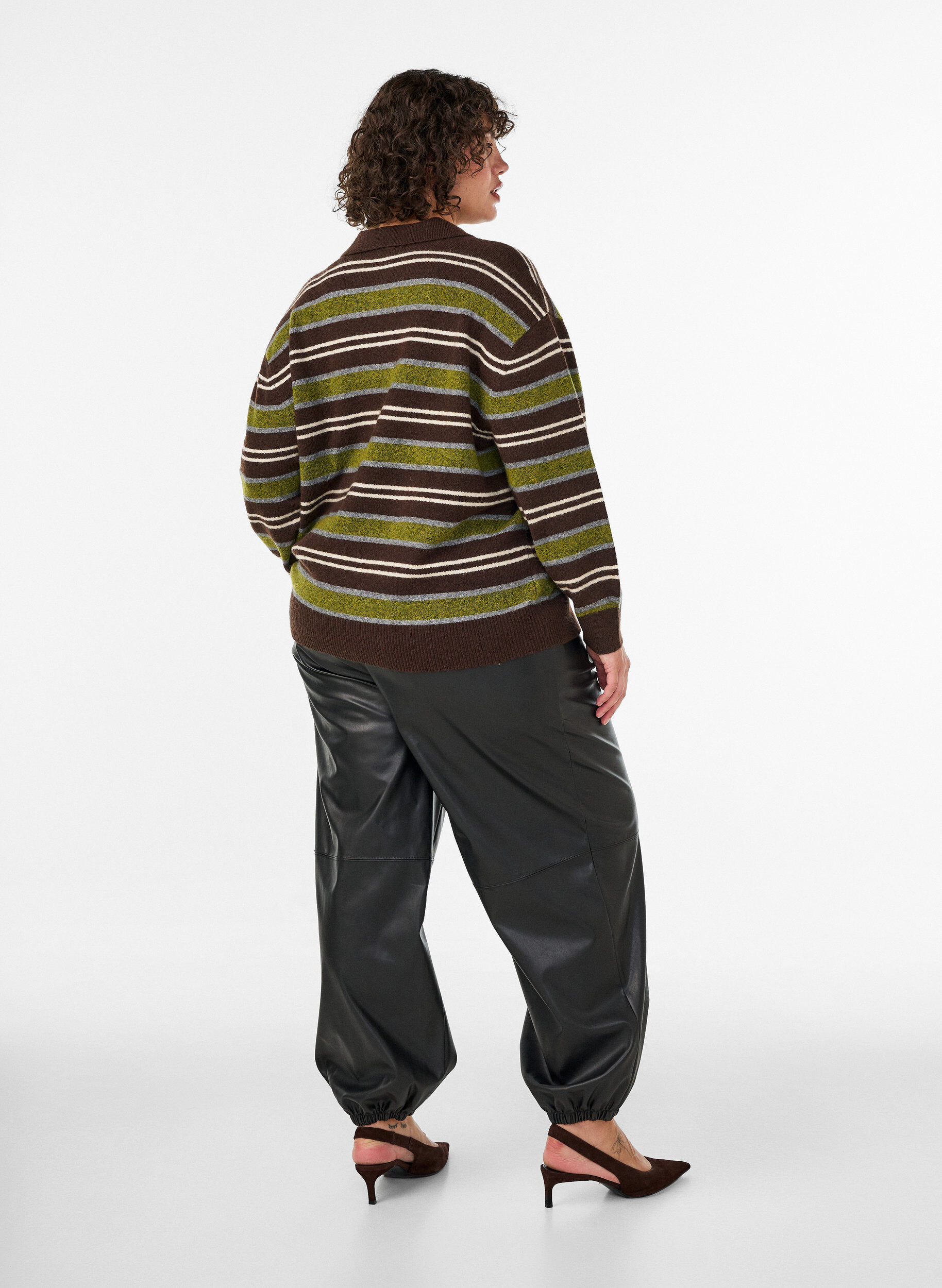 ZizziBallonbroek in imitatieleer, Zwart, Model image number 1