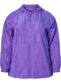Korte jas met capuchon en verstelbare onderkant
