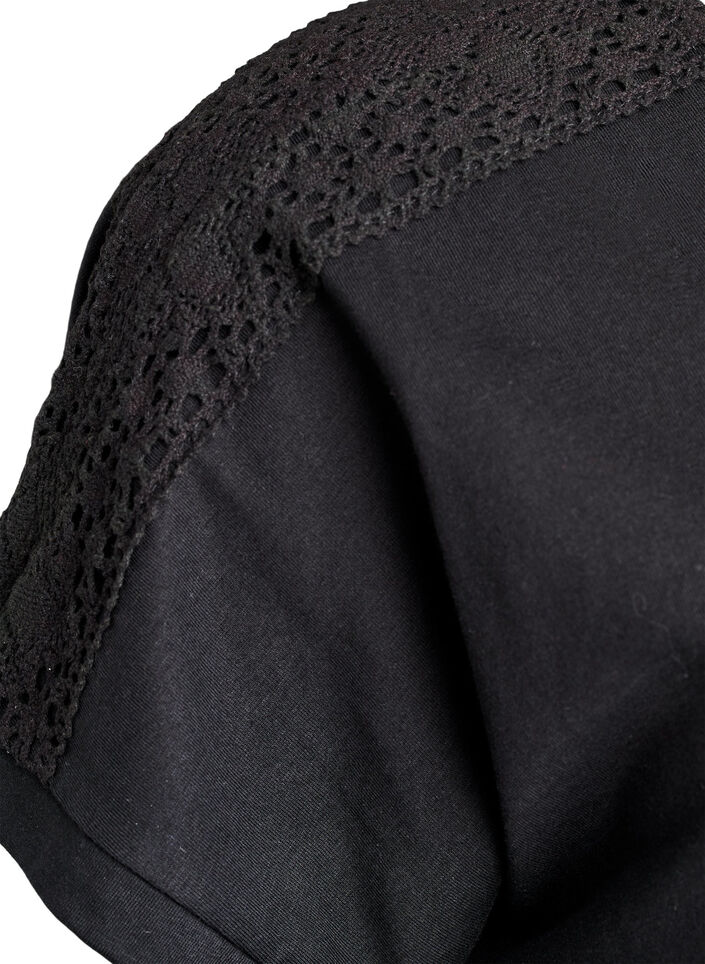 Katoenen T-shirt met haakdetail, Zwart, Packshot image number 2
