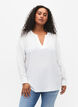 Blouse met lange mouwen en kanten detail , Bright White, Model image number 0