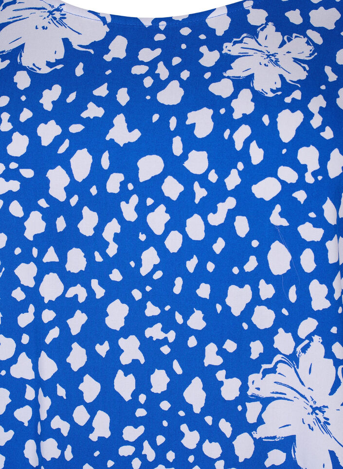 FLASH - Viscose blouse met korte mouwen en print, Blauw, Packshot image number 2