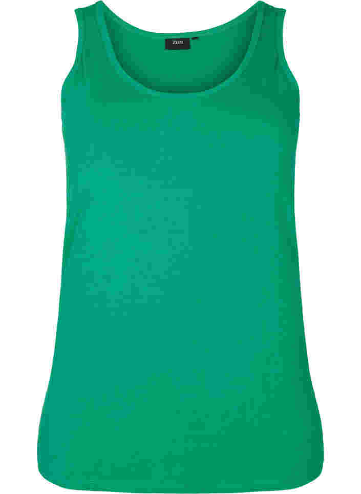 Effen gekleurd basic top in katoen, Jolly Green, Packshot image number 0