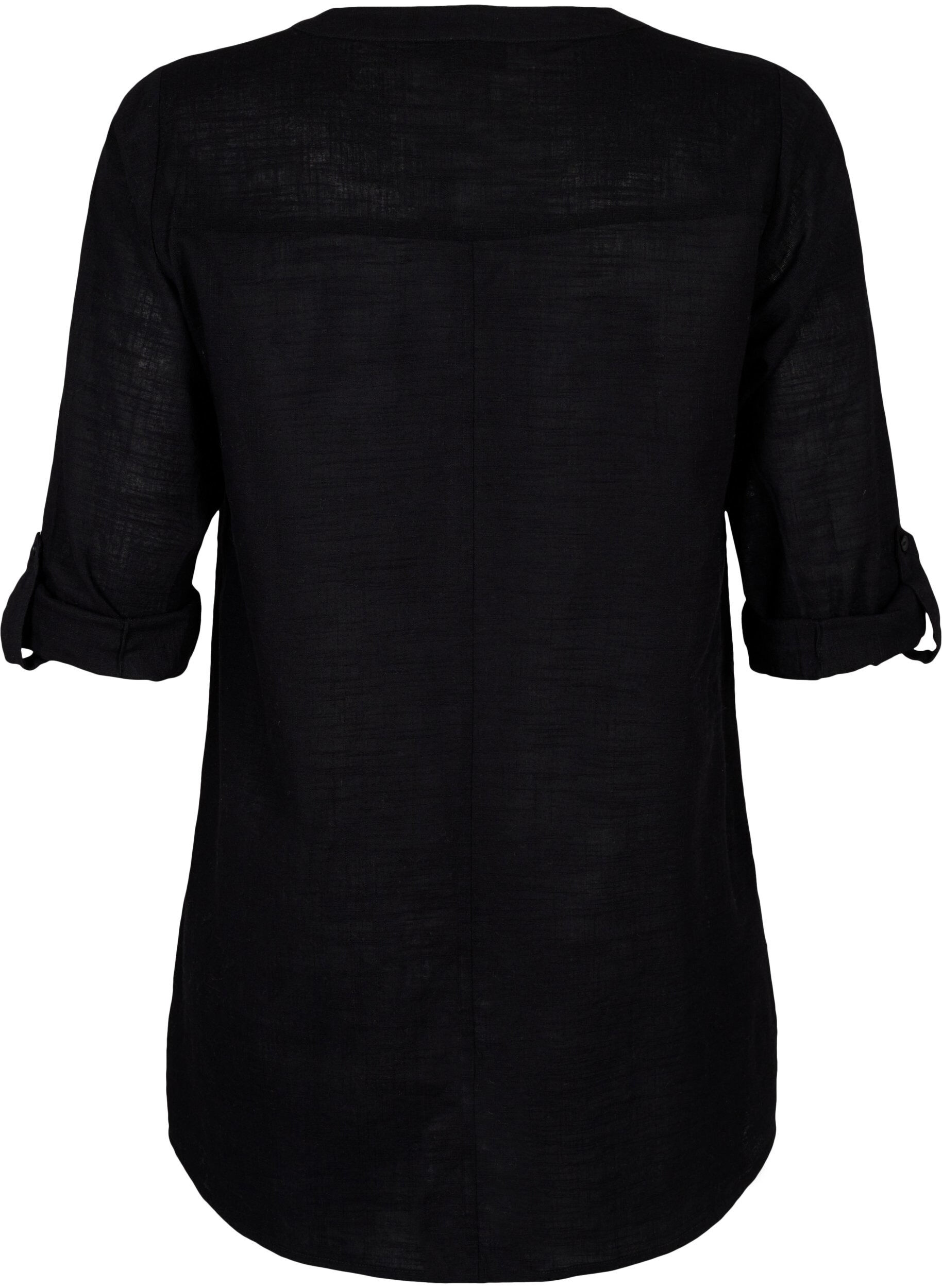 Zizzi Tuniek van katoen met 3/4 mouwen, Black, Packshot image number 1