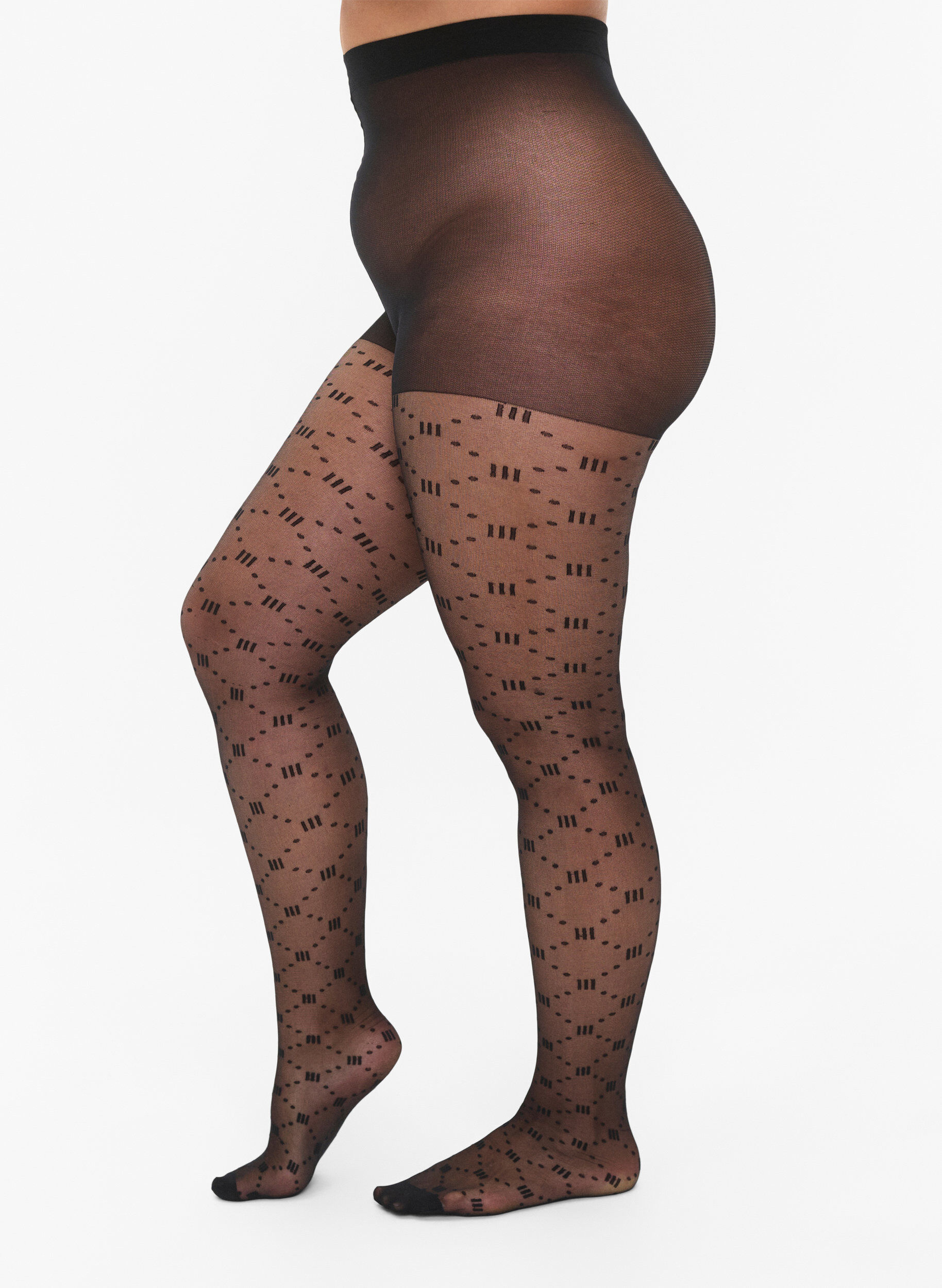 Zizzi Gedessineerde panty in 20 denier, Black, Model image number 0