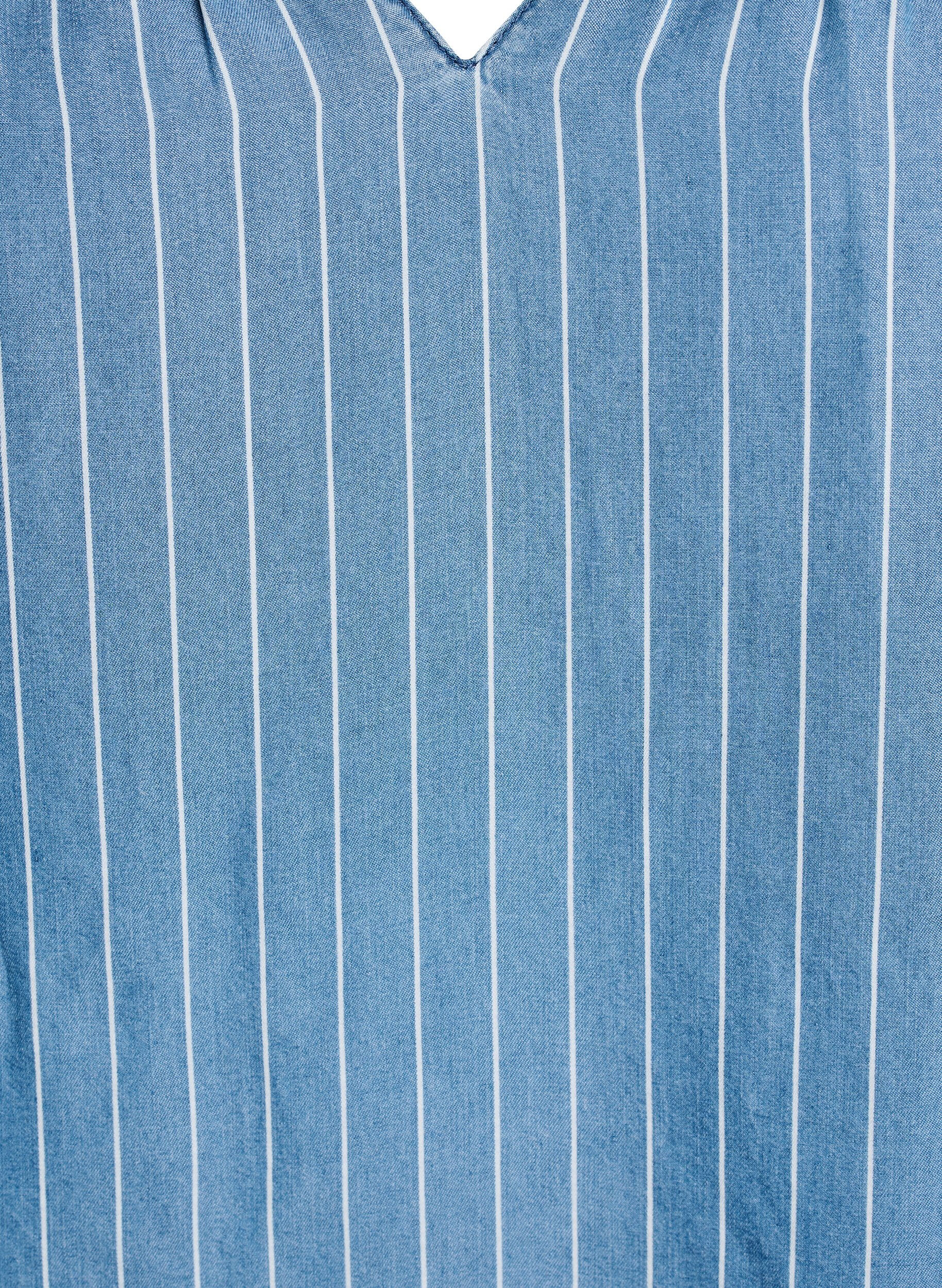 Zizzi Gestreepte denim blouse met lange mouwen, Blauw, Packshot image number 2