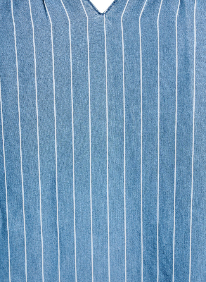 Gestreepte denim blouse met lange mouwen, Blauw, Packshot image number 2