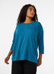 Jersey blouse met 3/4 mouwen, Blauw, Model image number 0