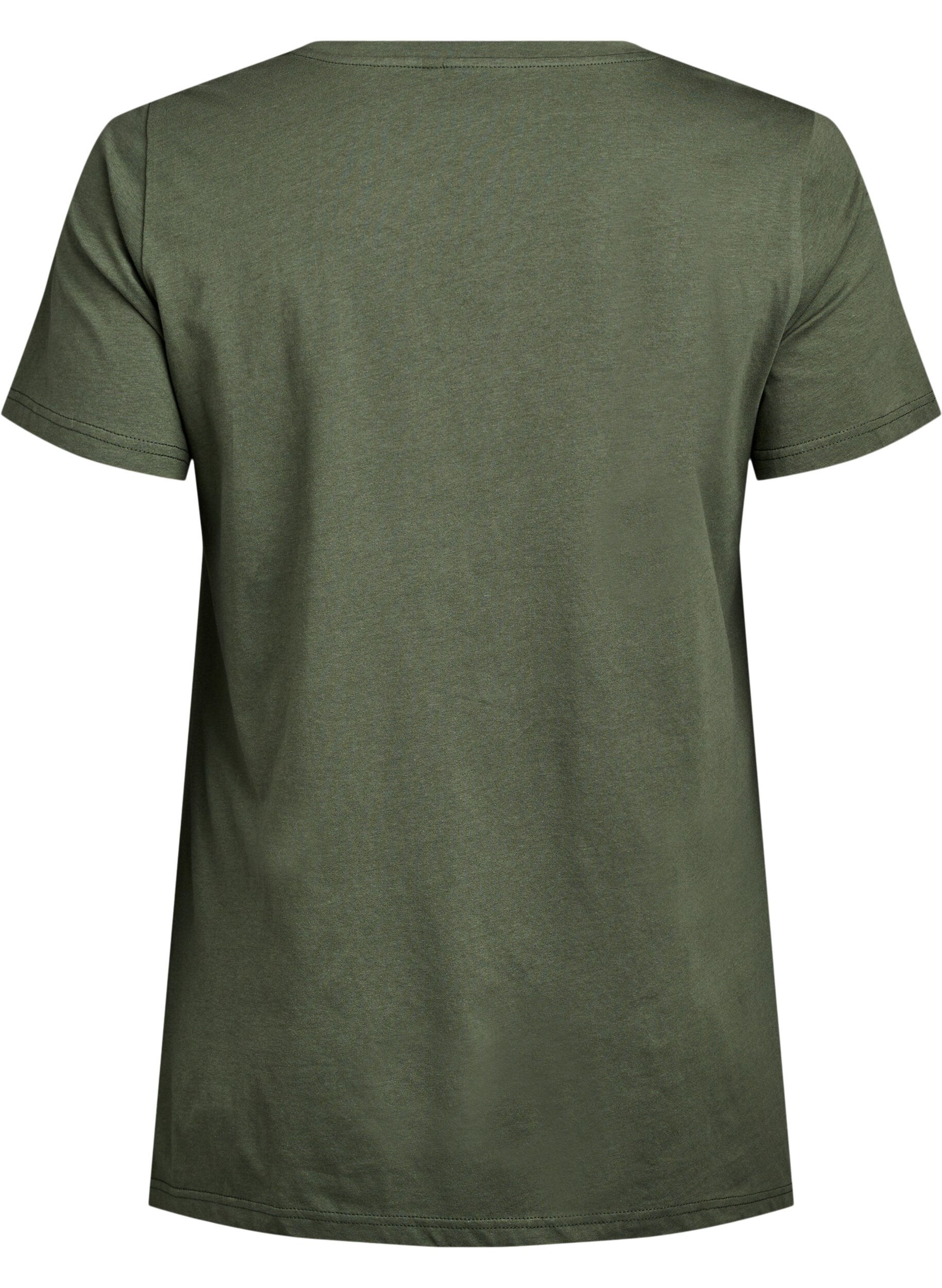 Zizzi T-shirt met ronde hals en A-lijn vorm, Groen, Packshot image number 1