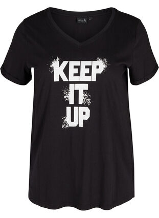 Katoenen sport t-shirt met print, Black Keep, Packshot image number 0
