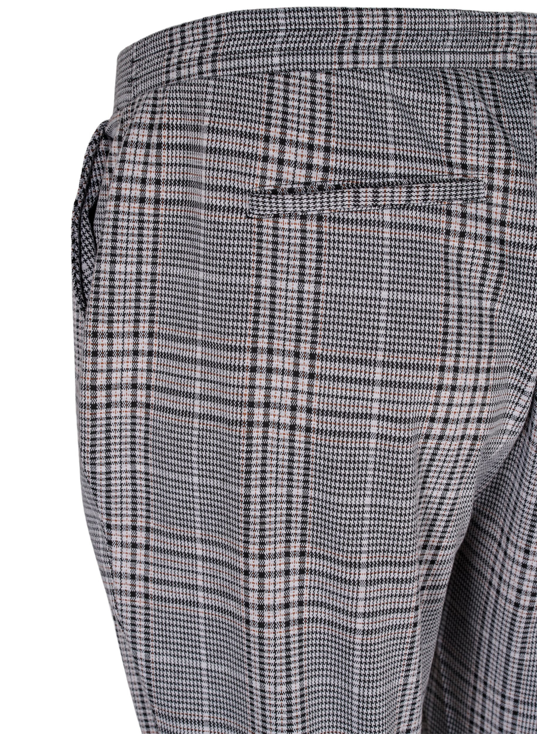 Zizzi Cropped Maddison broek met geruit motief, Black Check, Packshot image number 3