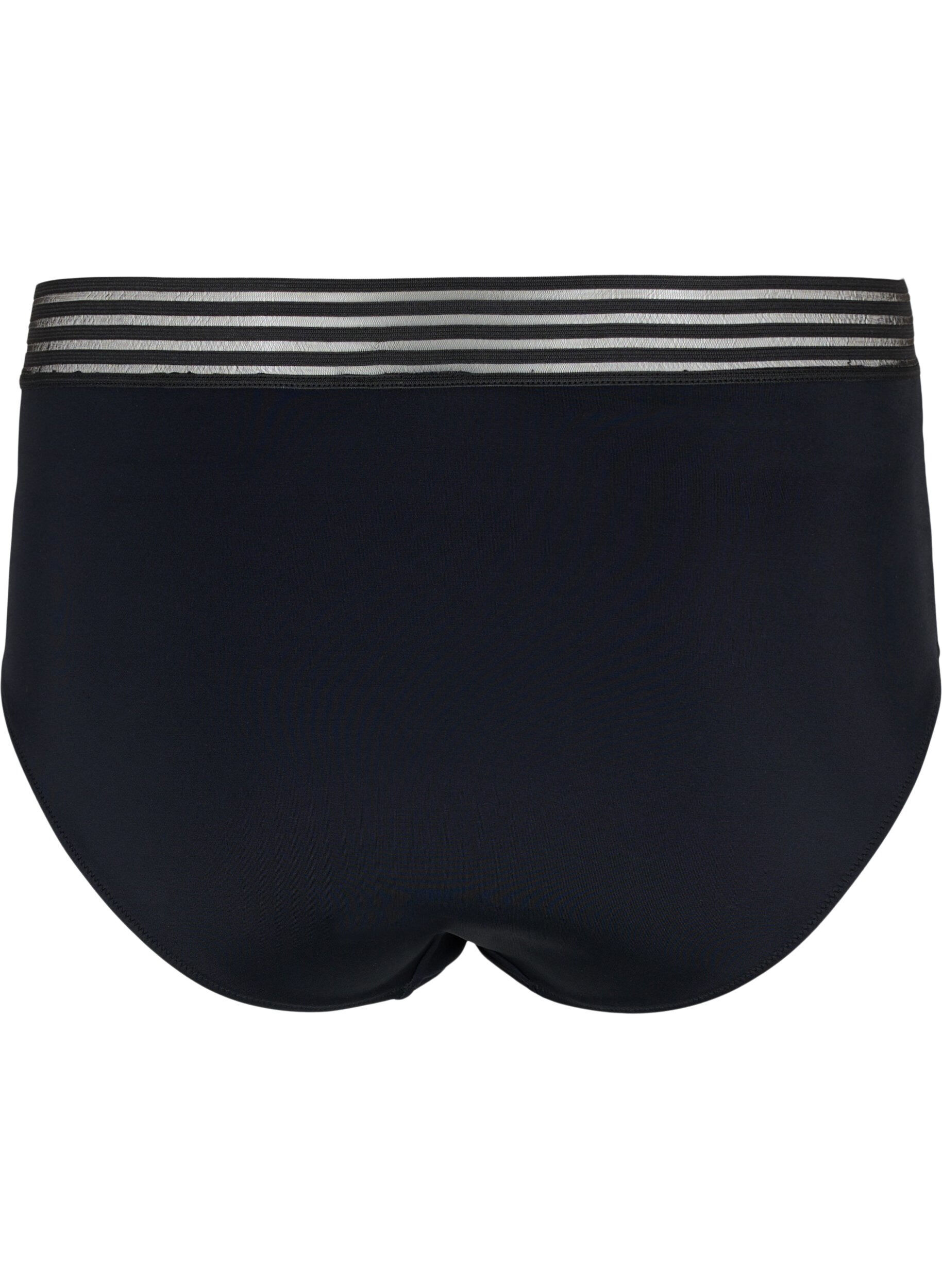 Zizzi Bikinibroekje met hoge taille en mesh, Black, Packshot image number 1