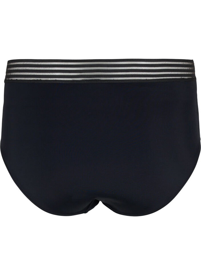 Bikinibroekje met hoge taille en mesh, Black, Packshot image number 1