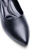 Wide fit - Leren pump met spitse neus, Zwart, Packshot image number 3