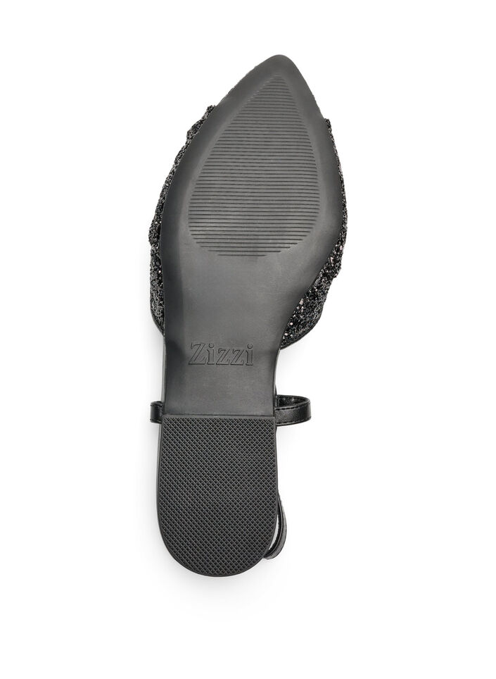 Glitterende slingback met strikdetail, Zwart, Packshot image number 4