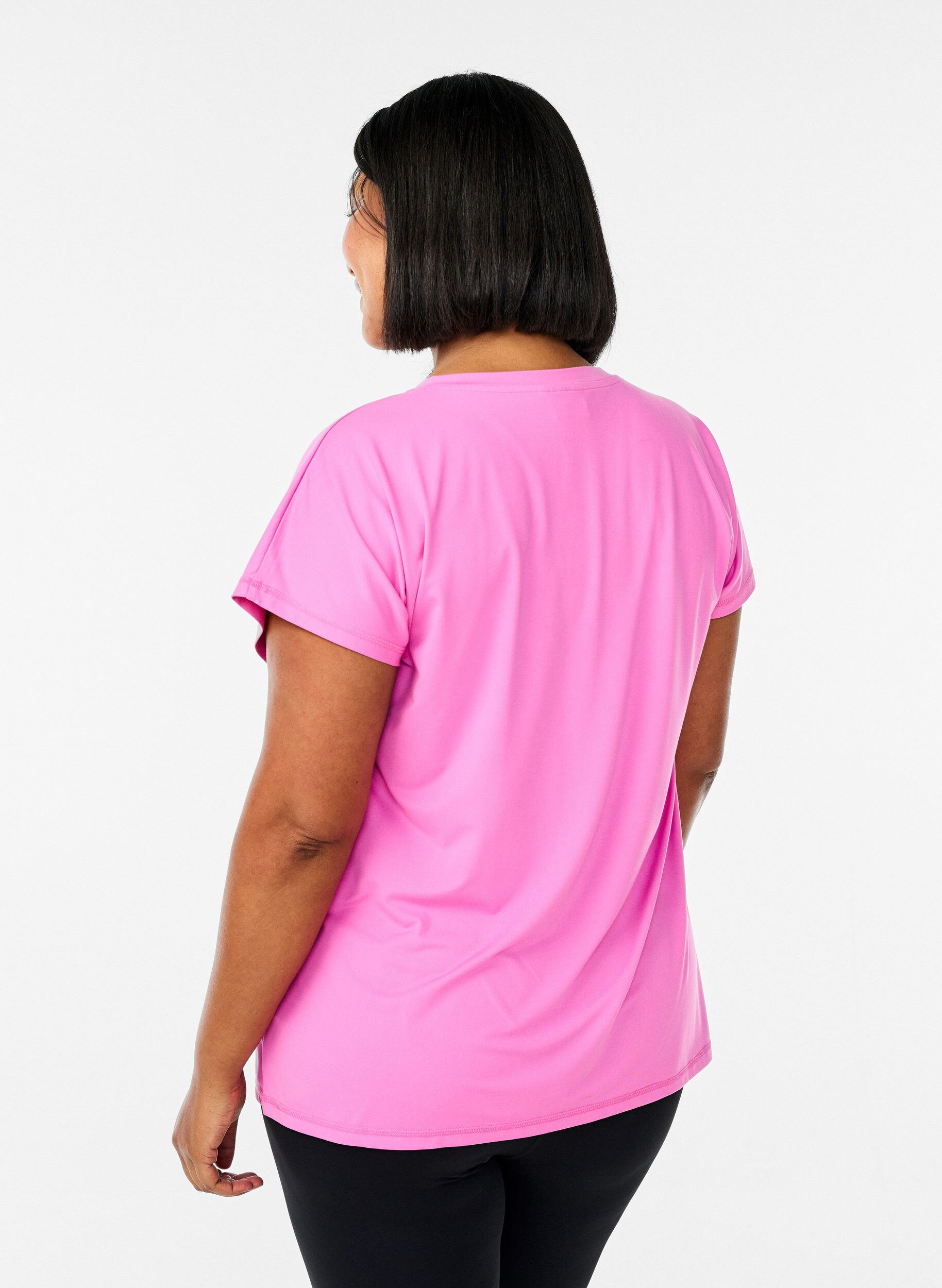 Zizzi Losvallend sport T-shirt met V-hals, Roze, Model image number 1