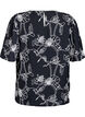 Blouse met korte mouwen en geborduurd patroon, Zwart, Packshot image number 1