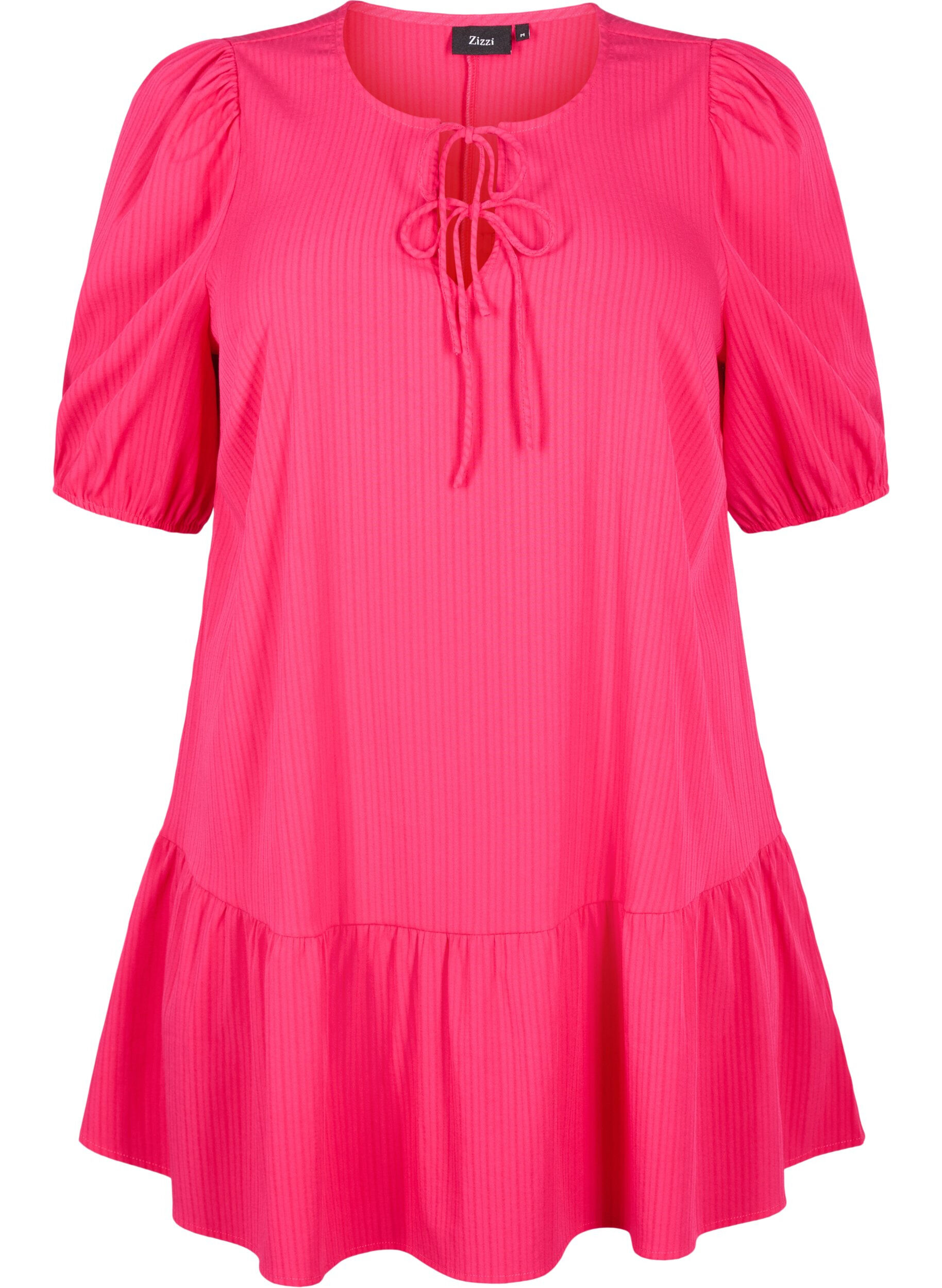 Zizzi Tuniek van viscose met strikjes, Bright Rose, Packshot image number 0