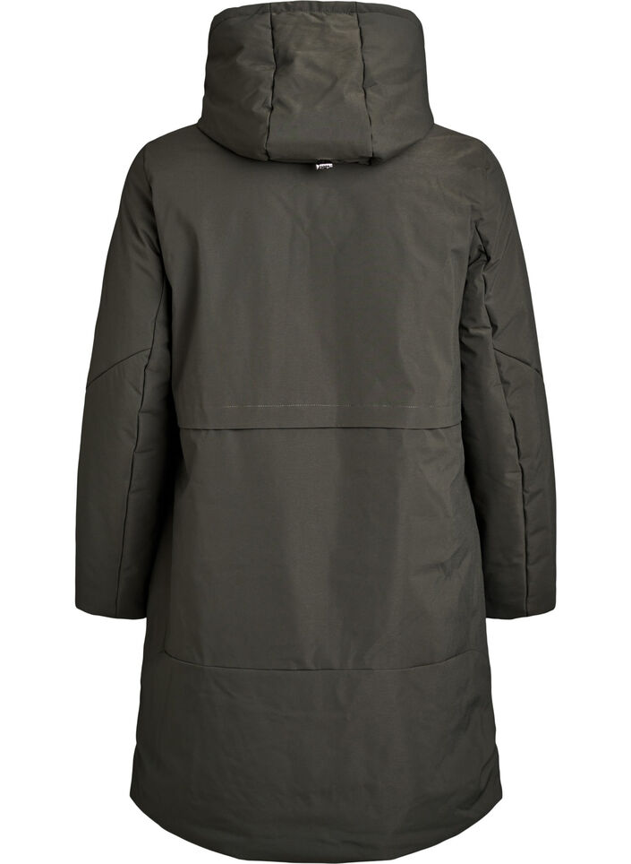 Winterjas met verstelbare taille, Groen, Packshot image number 1