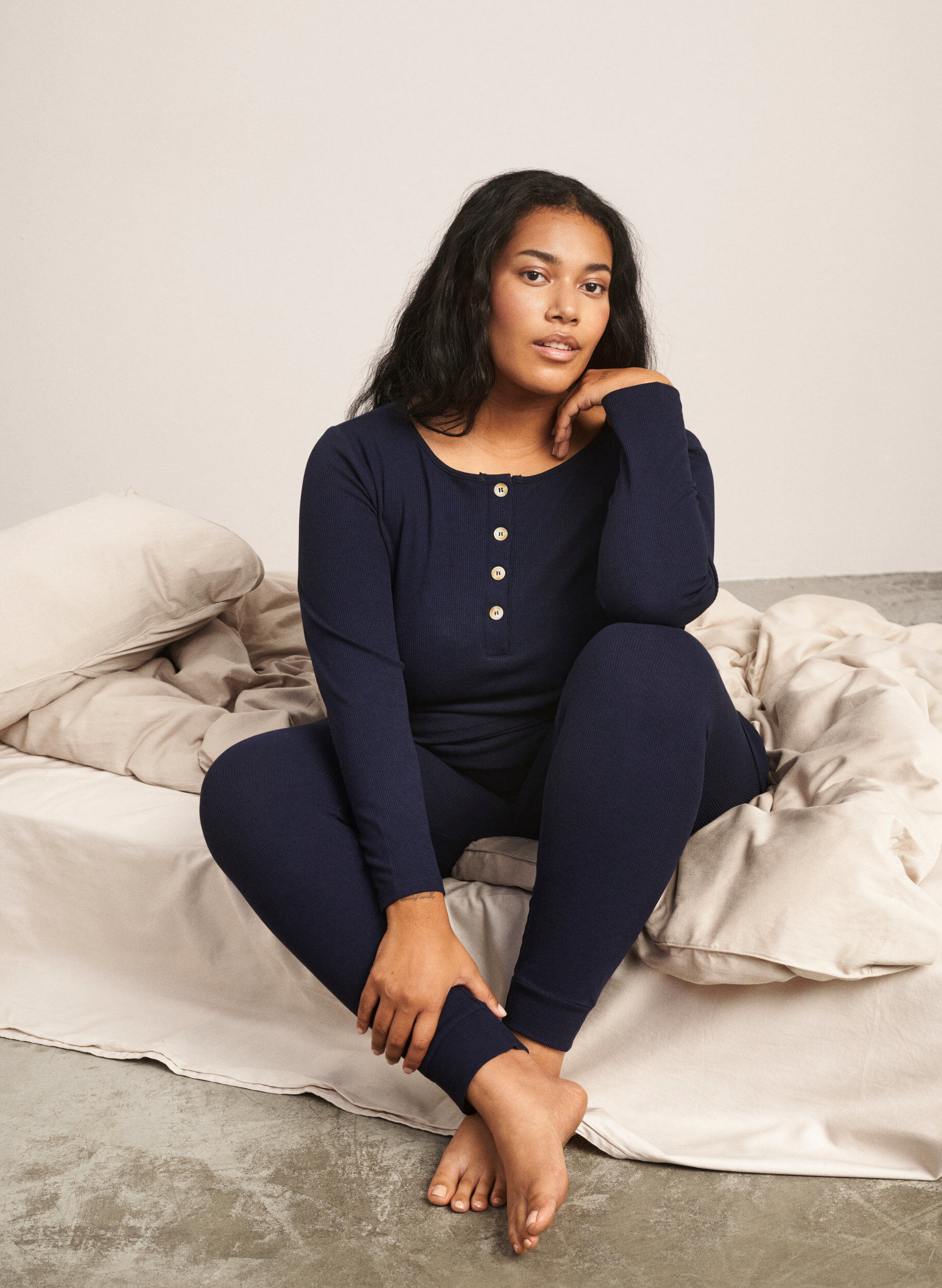 Zizzi Aansluitende pyjamabroek, Navy Blazer, Image image number 0