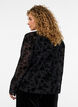 Mesh blouse met bloemenpatroon en open voorkant, Zwart, Model image number 2