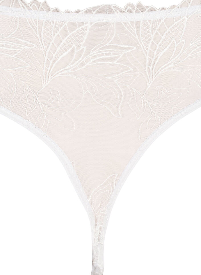 Microvezel string met kanten details, Wit, Packshot image number 3