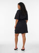 Katoenen jurk met broderie anglaise mouwen en een strik in de taille, Zwart, Model image number 2