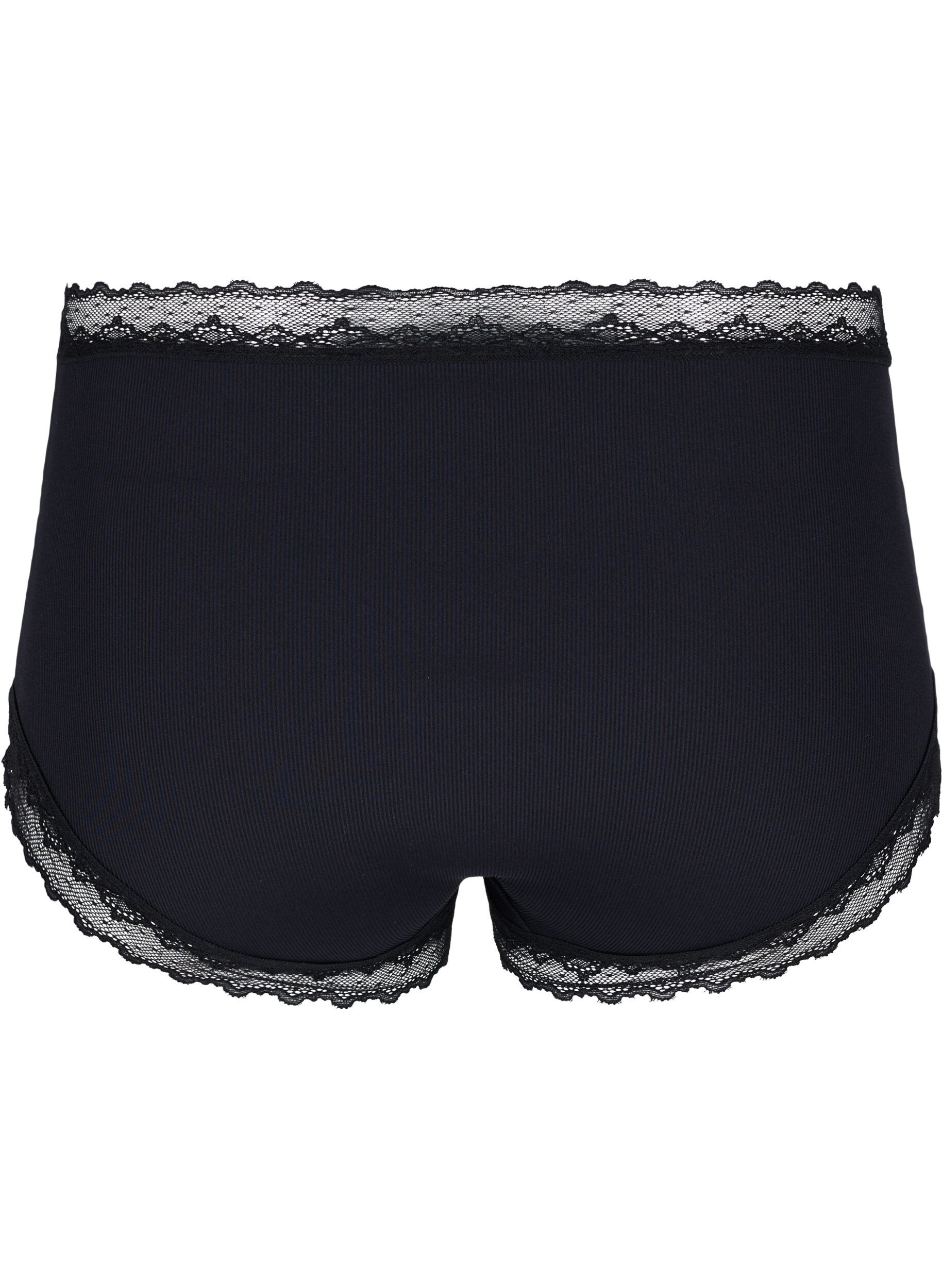 Zizzi High waisted hipsterslip met kant, Black, Packshot image number 1